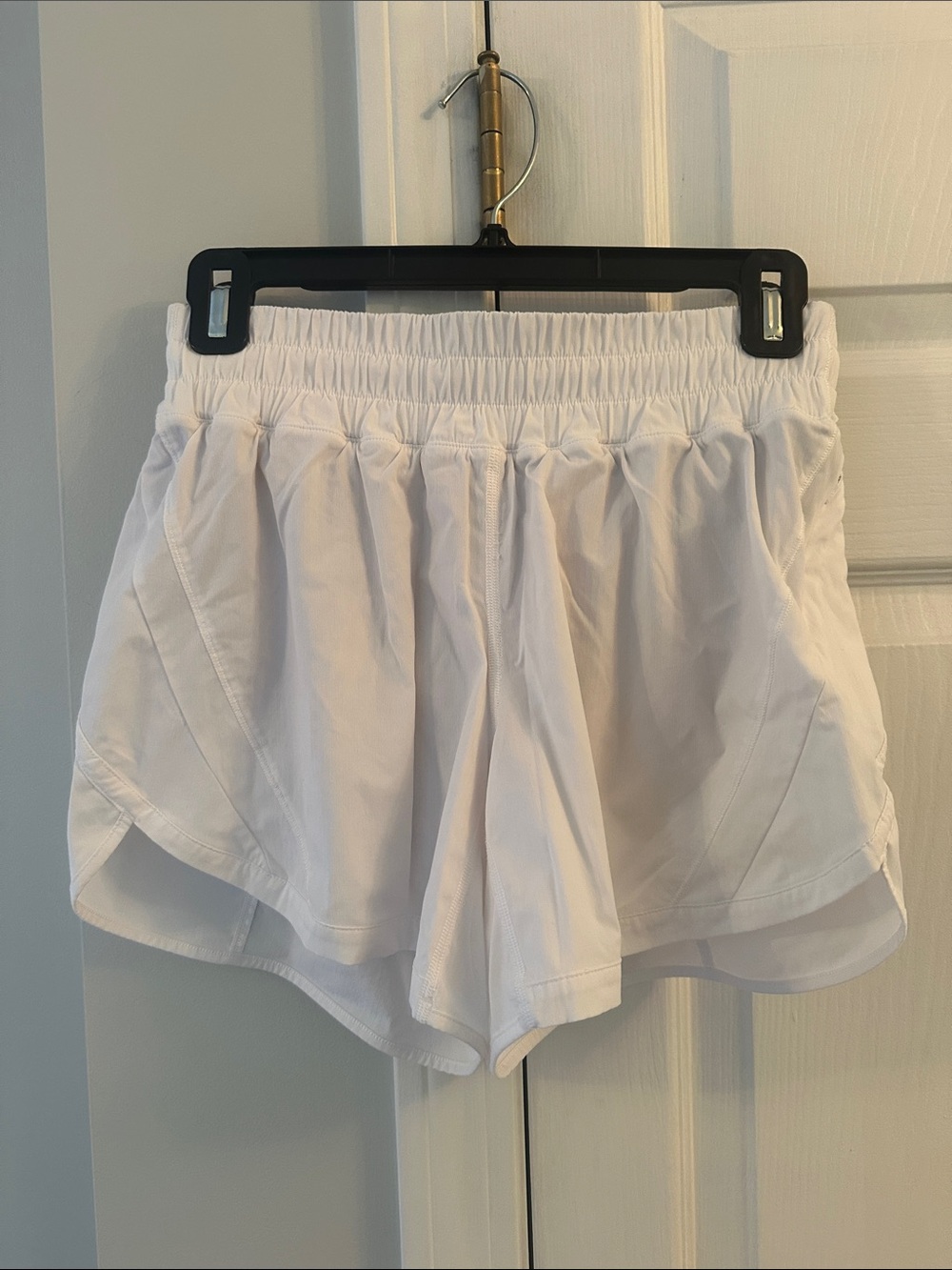 lululemon Track That Short in White, lined,  4-5” inseam, size 6